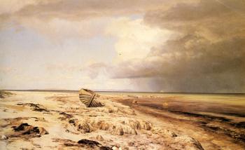 Janus Andreas Bartholin La Cour : Deserted Boat on a Beach